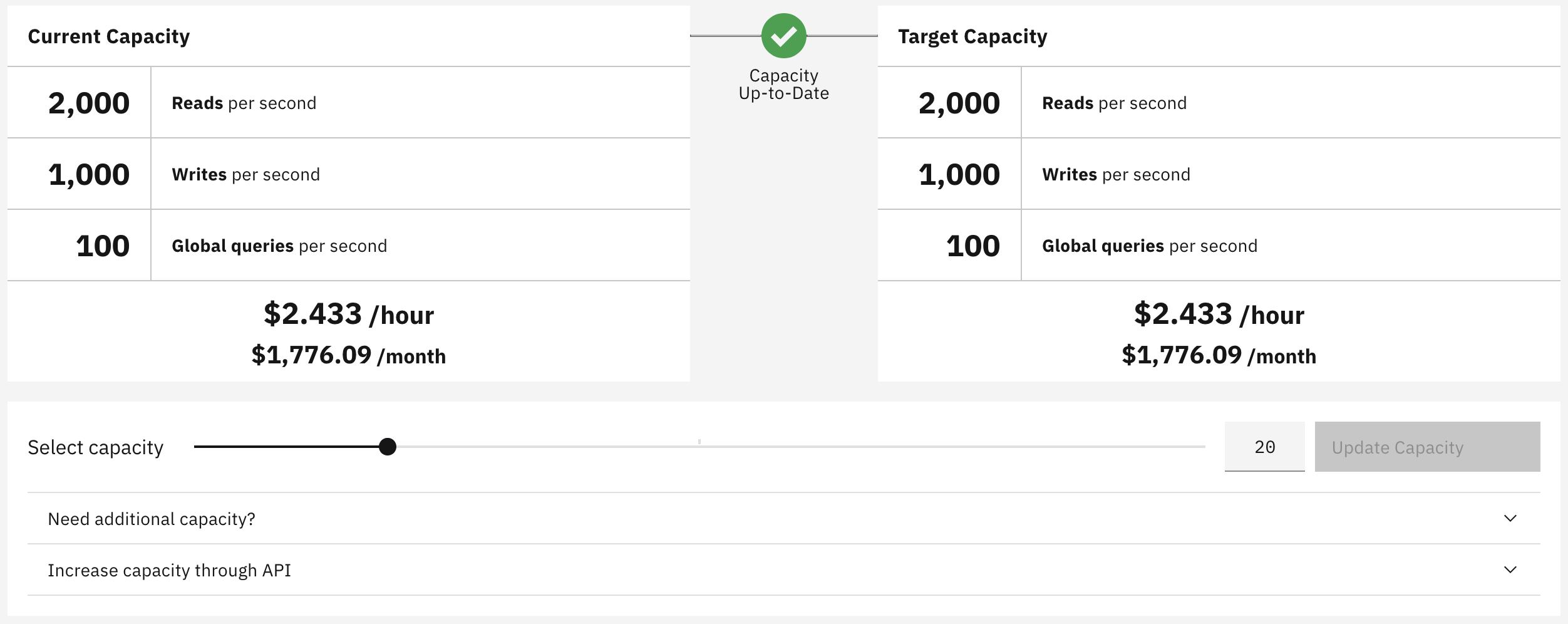 capacity slider